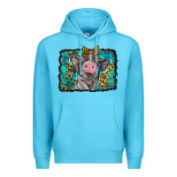 Ocean Blue baby pig with leopard background Premium Hoodie - BarkalooDesign