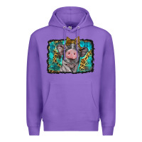Purple baby pig with leopard background Premium Hoodie - BarkalooDesign