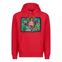 Red baby pig with leopard background Premium Hoodie - BarkalooDesign