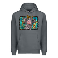 Rock baby pig with leopard background Premium Hoodie - BarkalooDesign