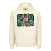 Sandshell baby pig with leopard background Premium Hoodie - BarkalooDesign