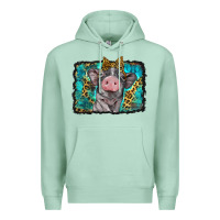 Seafoam baby pig with leopard background Premium Hoodie - BarkalooDesign