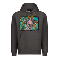 Smoke baby pig with leopard background Premium Hoodie - BarkalooDesign
