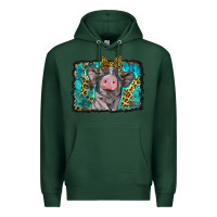 Sports Green baby pig with leopard background Premium Hoodie - BarkalooDesign
