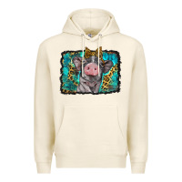 Tofu baby pig with leopard background Premium Hoodie - BarkalooDesign