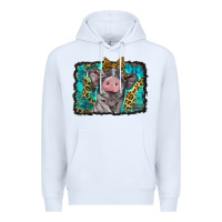 White baby pig with leopard background Premium Hoodie - BarkalooDesign