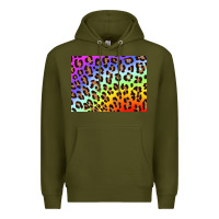 Army Green leopard background rainbow 3200x2400 Premium Hoodie - AdoDesignShop