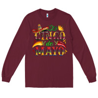 Burgundy cinco de mayo with pepper and sombrero Long Sleeve Tee - Artiststas