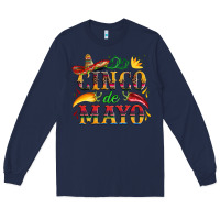 Navy cinco de mayo with pepper and sombrero Long Sleeve Tee - Artiststas