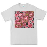 Dove Grey valentines day hearts with leopard and cowhide Premium Tee - RanaPortraitStore