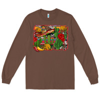 Chestnut mexican cacti background Long Sleeve Tee - Artiststas