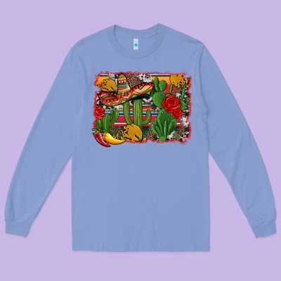 Mexican Cacti Background Long Sleeve Tee Designed By Artiststas