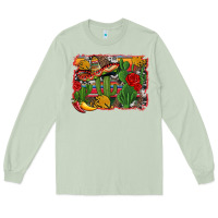 Matcha mexican cacti background Long Sleeve Tee - Artiststas