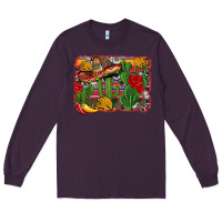 Plum mexican cacti background Long Sleeve Tee - Artiststas