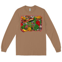 Toasted Coconut mexican cacti background Long Sleeve Tee - Artiststas