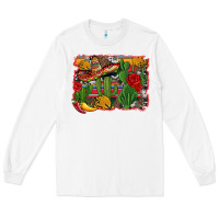 White mexican cacti background Long Sleeve Tee - Artiststas