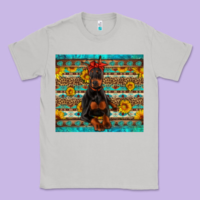 Doberman With Western Background Classic Tee Designed By Artiststas