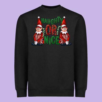 Naughty Or Nice Christmas Elfs Heavyweight Sweatshirt Designed By Fadigitalartstudio