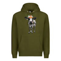 Army Green holstein cow floral wreath Premium Hoodie - BarkalooDesign