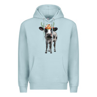 Blue Mist holstein cow floral wreath Premium Hoodie - BarkalooDesign