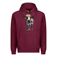 Burgundy holstein cow floral wreath Premium Hoodie - BarkalooDesign
