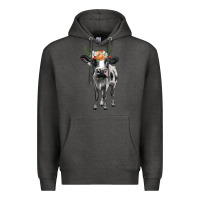 Charcoal Heather holstein cow floral wreath Premium Hoodie - BarkalooDesign