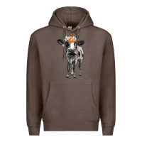 Coffee holstein cow floral wreath Premium Hoodie - BarkalooDesign