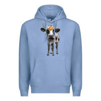 Colony Blue holstein cow floral wreath Premium Hoodie - BarkalooDesign