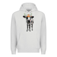 Dove Grey holstein cow floral wreath Premium Hoodie - BarkalooDesign