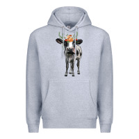 Heather Grey holstein cow floral wreath Premium Hoodie - BarkalooDesign