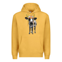Mustard holstein cow floral wreath Premium Hoodie - BarkalooDesign