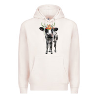 Pale Pink holstein cow floral wreath Premium Hoodie - BarkalooDesign