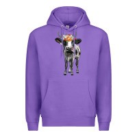 Purple holstein cow floral wreath Premium Hoodie - BarkalooDesign