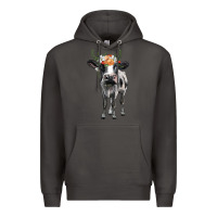 Smoke holstein cow floral wreath Premium Hoodie - BarkalooDesign