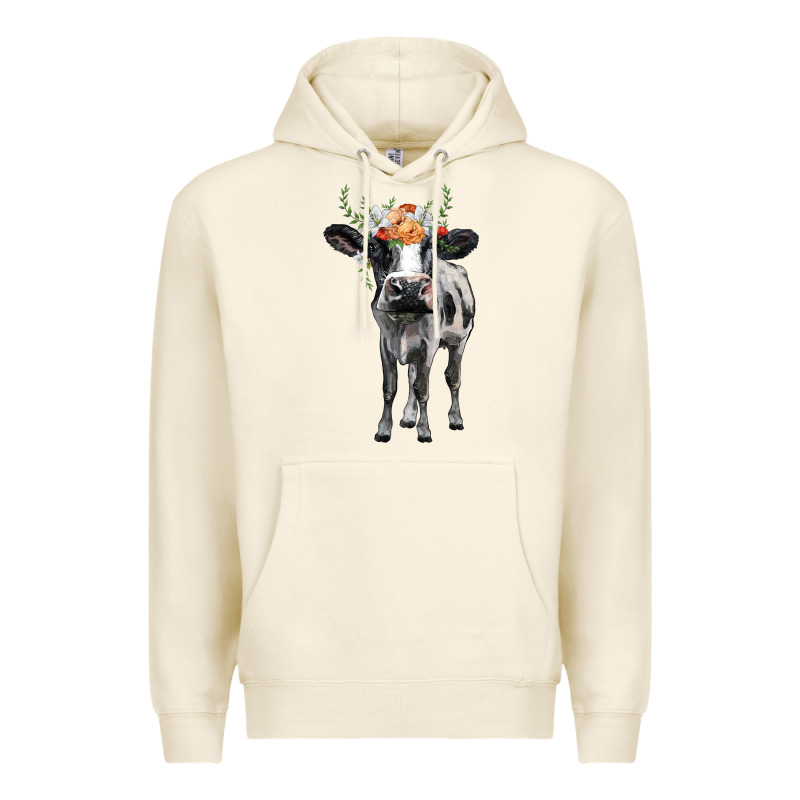 Holstein Cow Floral Wreath Premium Hoodie by BarkalooDesign | Teevron