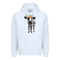 White holstein cow floral wreath Premium Hoodie - BarkalooDesign