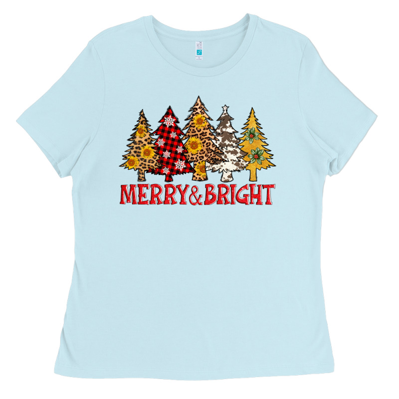 Merry And Bright Leopard Christmas Trees Ladies Tee by AdoDesignShop | Teevron