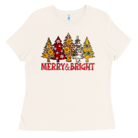 Bone merry and bright leopard christmas trees Ladies Tee - AdoDesignShop