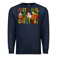 Navy just a girl who loves christmas Premium Sweatshirt - MaliasSmallBusiness