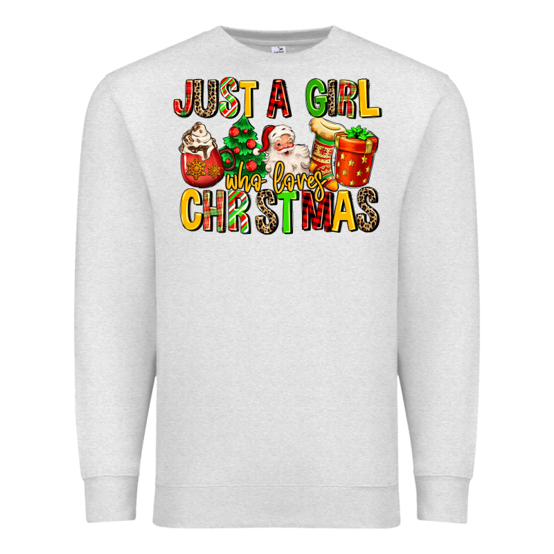 Just A Girl Who Loves Christmas Premium Sweatshirt by MaliasSmallBusiness | Teevron