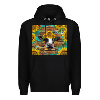 Black holstein cow with sunflowers Premium Hoodie - BarkalooDesign