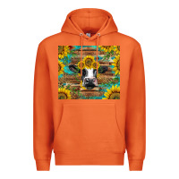 Carrot holstein cow with sunflowers Premium Hoodie - BarkalooDesign