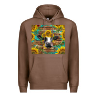 Chestnut holstein cow with sunflowers Premium Hoodie - BarkalooDesign