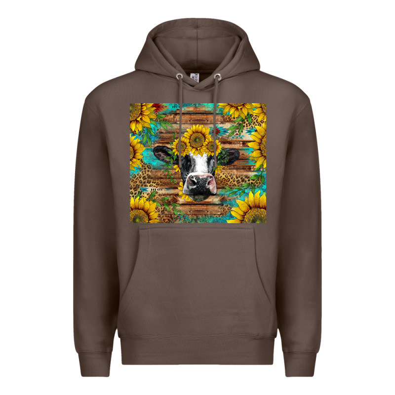 Holstein Cow With Sunflowers Premium Hoodie by BarkalooDesign | Teevron