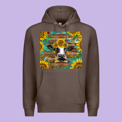 Holstein Cow With Sunflowers Premium Hoodie Designed By Barkaloodesign