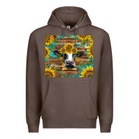 Coffee holstein cow with sunflowers Premium Hoodie - BarkalooDesign