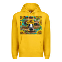 Lemon holstein cow with sunflowers Premium Hoodie - BarkalooDesign
