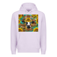 Lilac holstein cow with sunflowers Premium Hoodie - BarkalooDesign