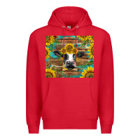 Red holstein cow with sunflowers Premium Hoodie - BarkalooDesign
