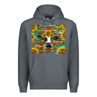 Rock holstein cow with sunflowers Premium Hoodie - BarkalooDesign